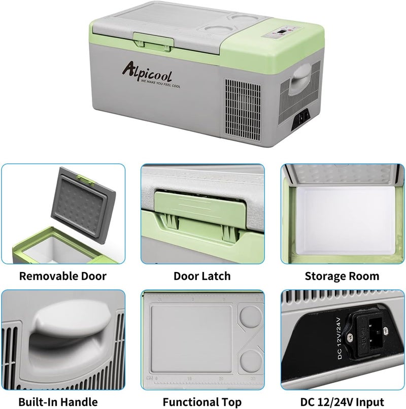 Alpicool Y16T Portable Fridge 12 Volt Car Refrigerator 16 Quart Freezer for Fishing, Camping, RV, Truck, Boat-12/24V DC - Image 3